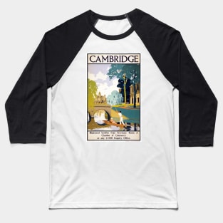 Vintage Travel Poster England Cambridge Baseball T-Shirt